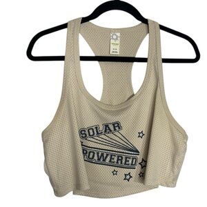 Offline by Aerie Cream Beige Jersey Style Cropped Tank Size Medium